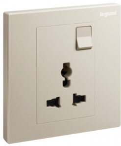 Bộ ổ cắm đơn đa năng có công tắc 16A 250V~, Màu vàng champagne, Galion, 282434-C2