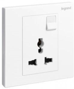 Bộ ổ cắm đơn đa năng có công tắc 16A 250V~, Màu trắng tuyết, Galion, 282434
