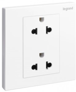 Bộ ổ cắm đôi ba cực chuân Âu - Mỹ 2P+E 16A 250V~, Màu trắng tuyết, Galion, 282436