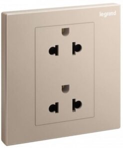 Bộ ổ cắm đôi ba cực chuân Âu - Mỹ 2P+E 16A 250V~, Màu vàng champagne, Galion, 282436-C2